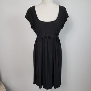 WHBM Black Belted Pleated Dress